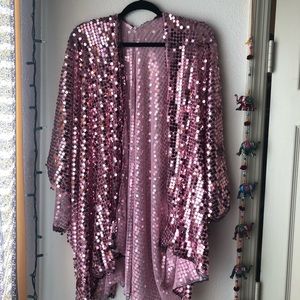 Pink sequin kimono